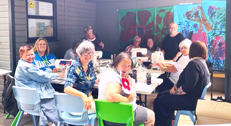 Quilters at Catherine Street Inclusive Play Park.