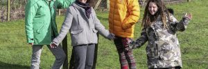 Elizabeth Tindal, left, celebrates Dumfries and Galloway Outdoor and Woodland Learning Group’s award with three of the organisation’s leaders..