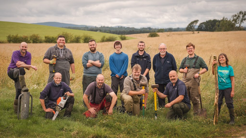 Work Party on the Millburn part of Threave landscape Restoration project Aug 2021